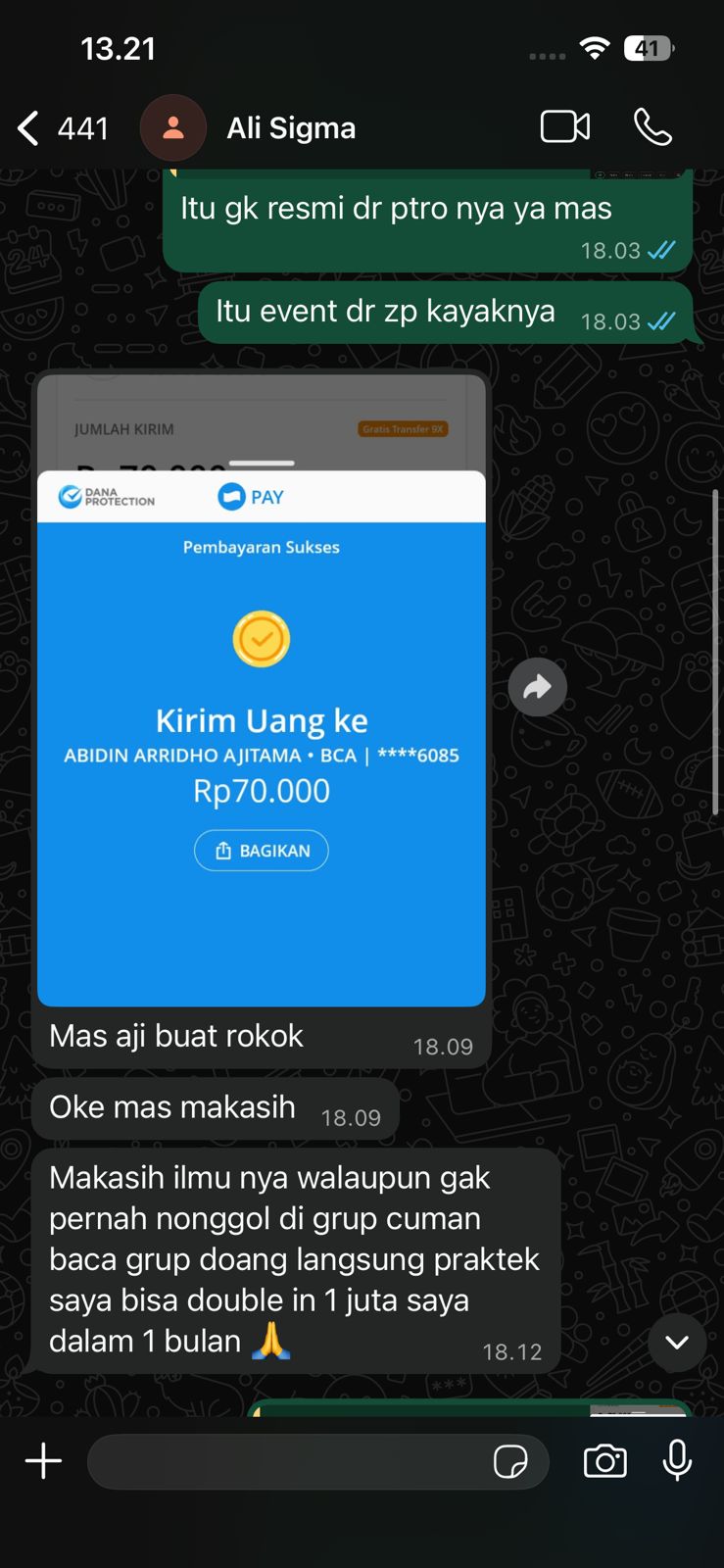 Screenshot testimoni Testimoni